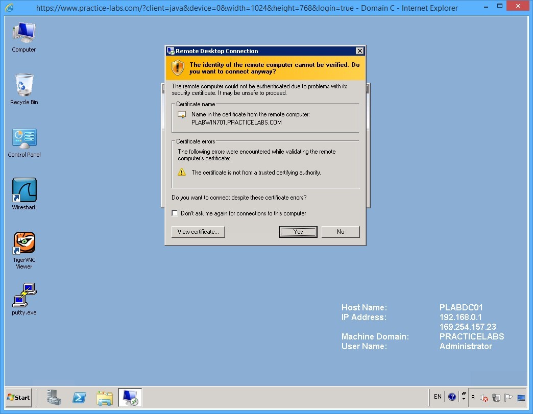 Practice Labs screenshot.